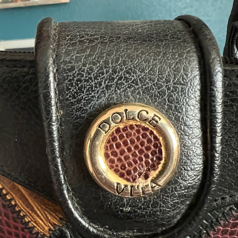 Vtg Mini Leather Patchwork Handbag - image 8